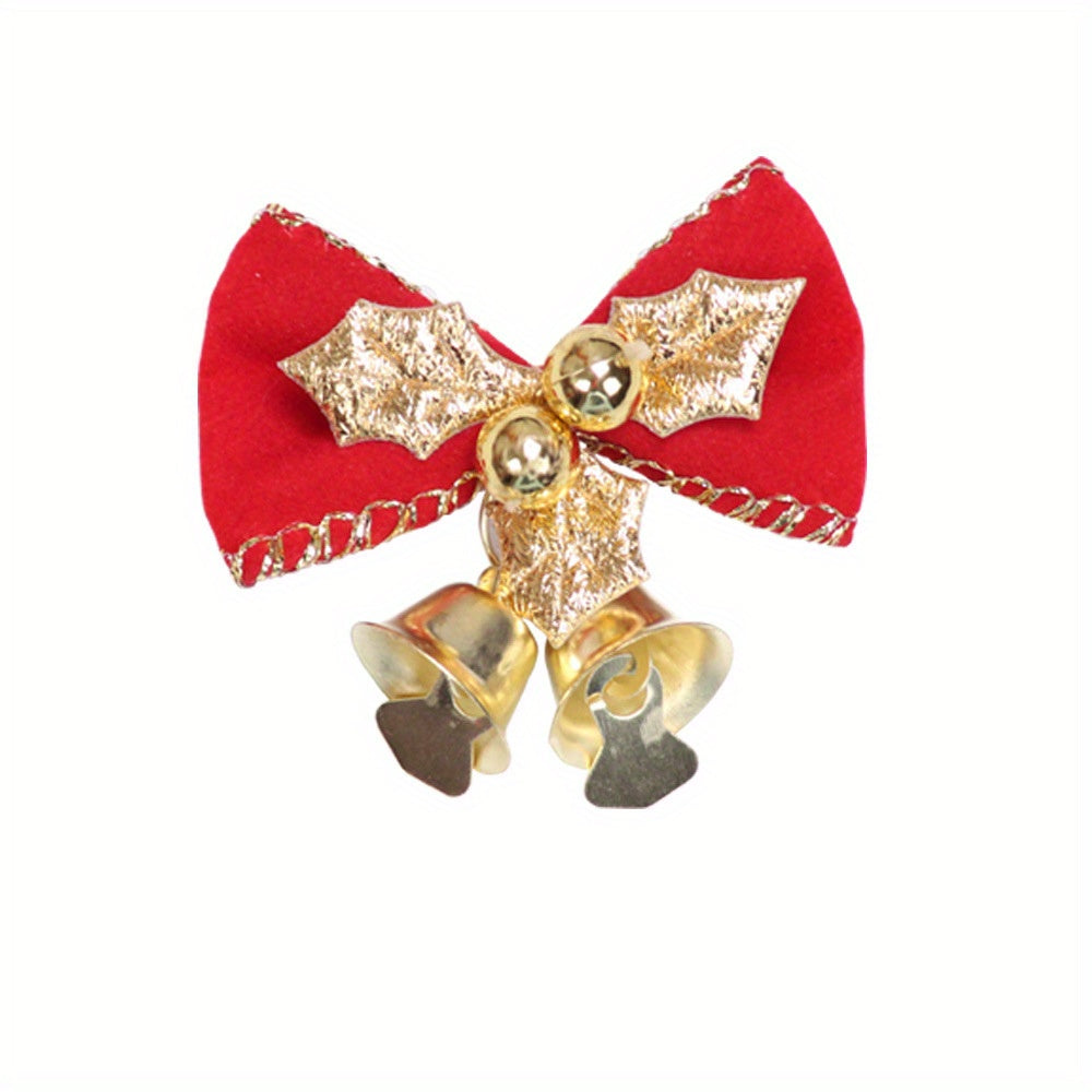 10pcs Mini Bow Christmas Bell Ornaments DIY Tree Accessorie