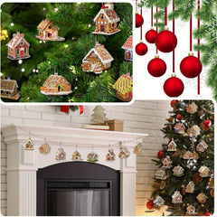 30pcs Gingerbread Wood Christmas Ornaments Hangings Home Decorations