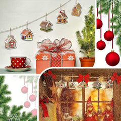 30pcs Gingerbread Wood Christmas Ornaments Hangings Home Decorations