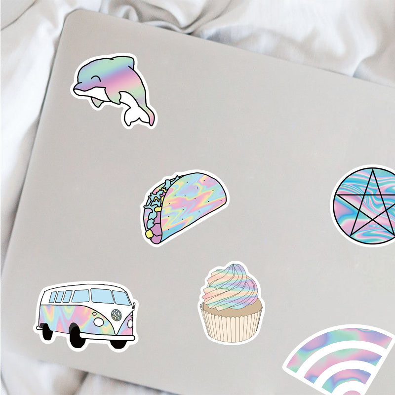 50pcs Holographic Laser Stickers Waterproof Motorcycles Stickers
