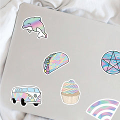 50pcs Holographic Laser Stickers Waterproof Motorcycles Stickers