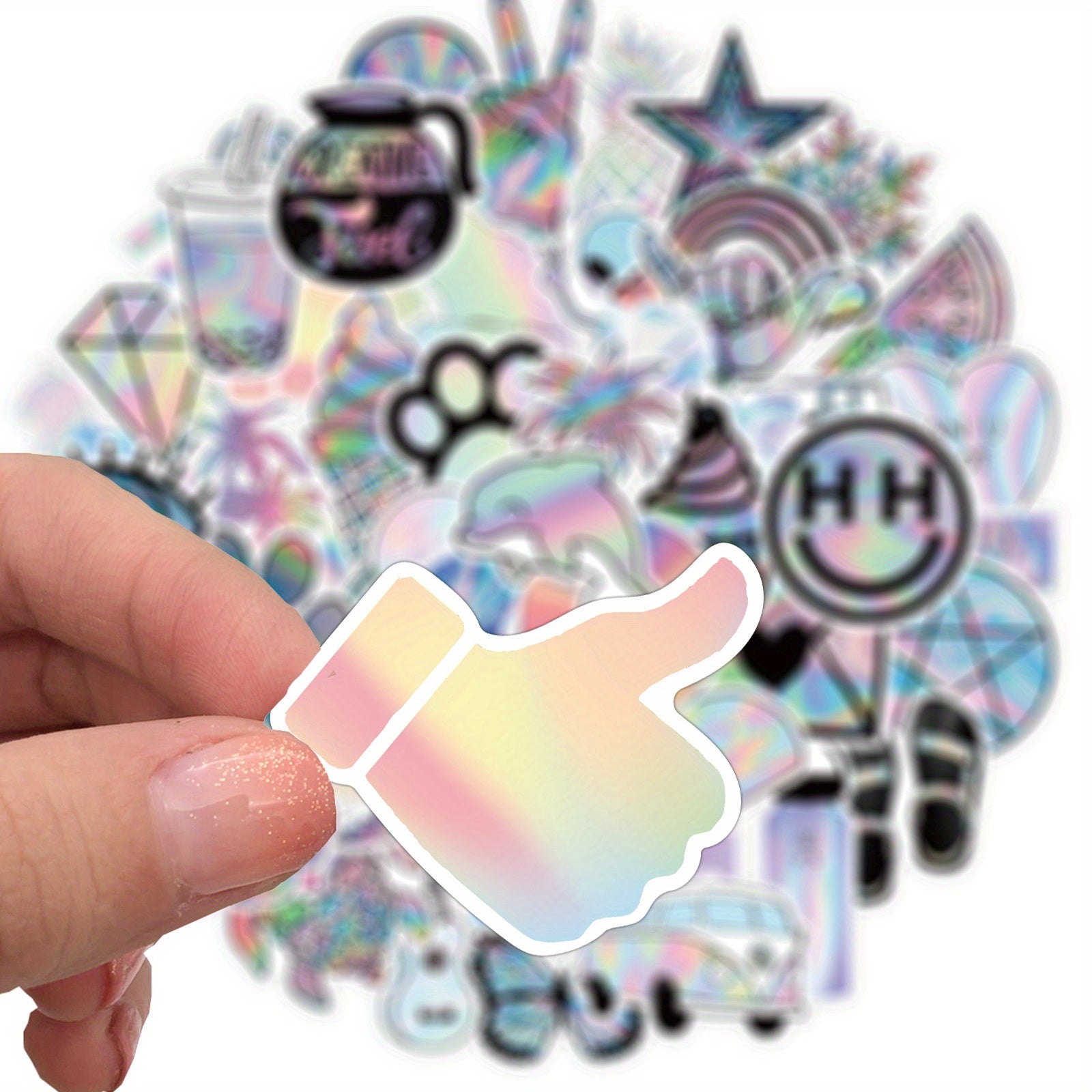 50pcs Holographic Laser Stickers Waterproof Motorcycles Stickers