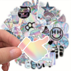 50pcs Holographic Laser Stickers Waterproof Motorcycles Stickers