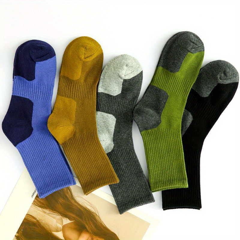 5 Pairs Men's Climbing Socks Outdoor Breathable Sweat Absorbing Sports Socks