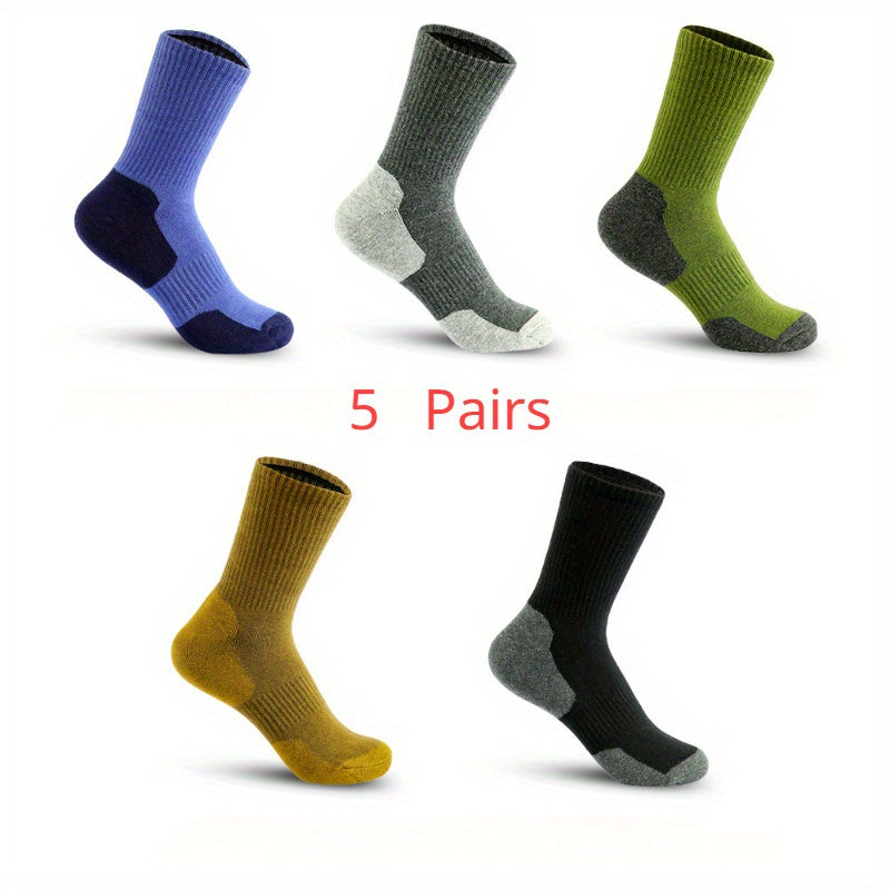 5 Pairs Men's Climbing Socks Outdoor Breathable Sweat Absorbing Sports Socks