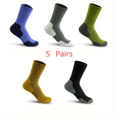 5 Pairs Men's Climbing Socks Outdoor Breathable Sweat Absorbing Sports Socks