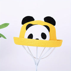 Kids Panda Cartoon Straw Hat Summer Sun Hat 20.47in