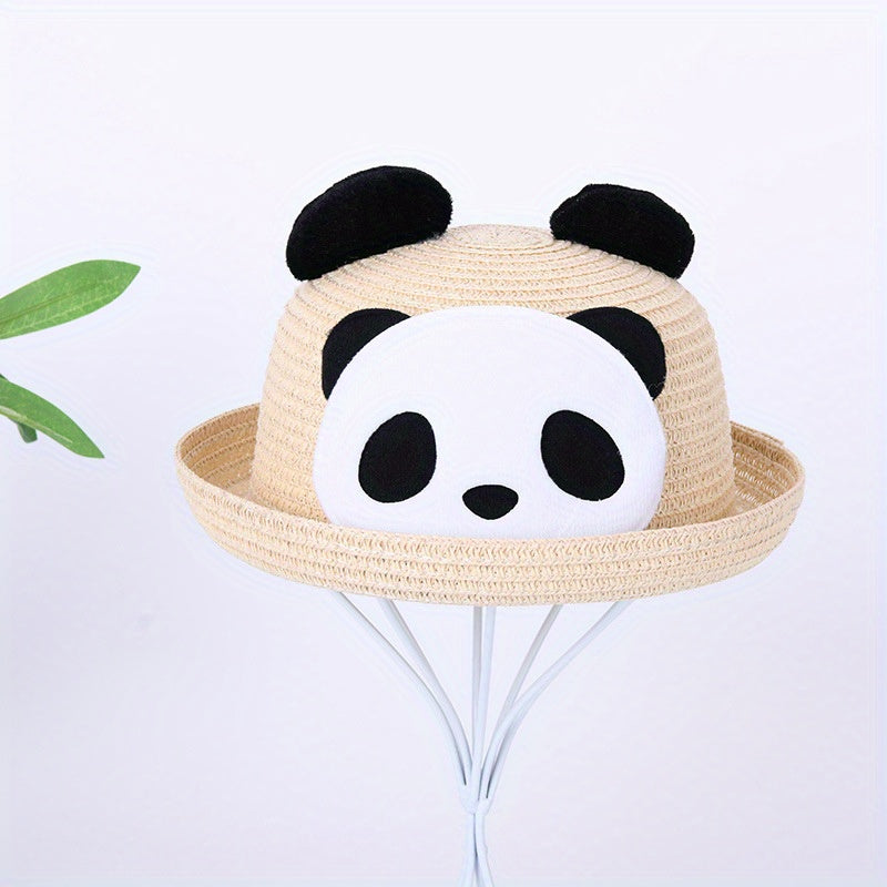 Kids Panda Cartoon Straw Hat Summer Sun Hat 20.47in