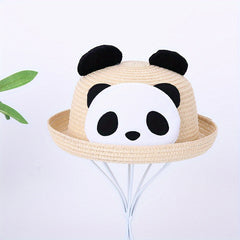 Kids Panda Cartoon Straw Hat Summer Sun Hat 20.47in