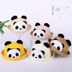 Kids Panda Cartoon Straw Hat Summer Sun Hat 20.47in