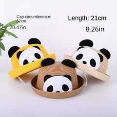 Kids Panda Cartoon Straw Hat Summer Sun Hat 20.47in