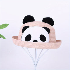 Kids Panda Cartoon Straw Hat Summer Sun Hat 20.47in