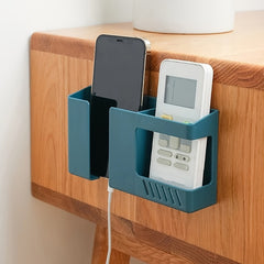 Wall Mounted Remote Control And Phone Holder Punch Charging Stand Holder