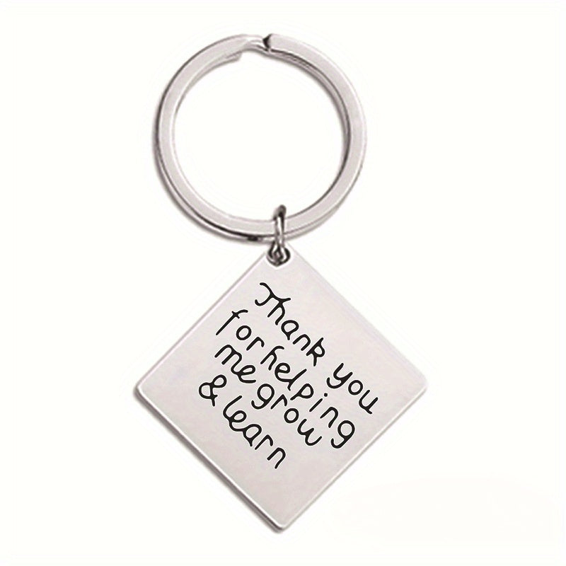 Metal Lettering Keychain Pendant Square Charm Key Chain Bag Ornament