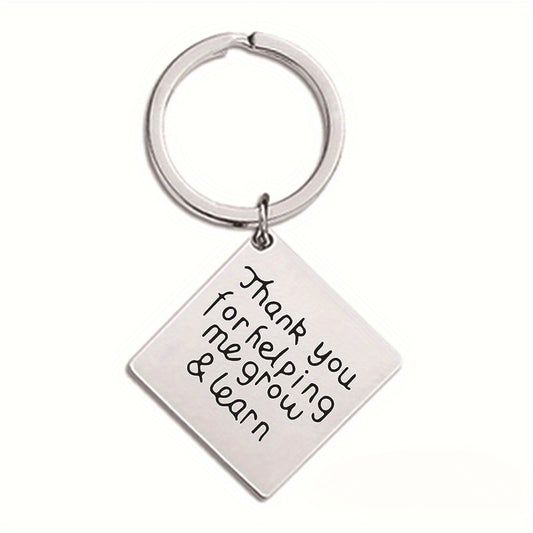 Metal Lettering Keychain Pendant Square Charm Key Chain Bag Ornament