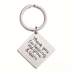 Metal Lettering Keychain Pendant Square Charm Key Chain Bag Ornament