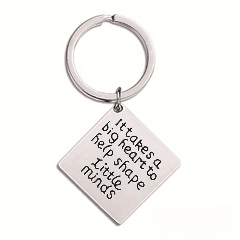 Metal Lettering Keychain Pendant Square Charm Key Chain Bag Ornament
