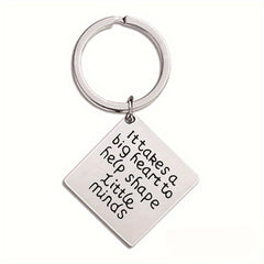 Metal Lettering Keychain Pendant Square Charm Key Chain Bag Ornament