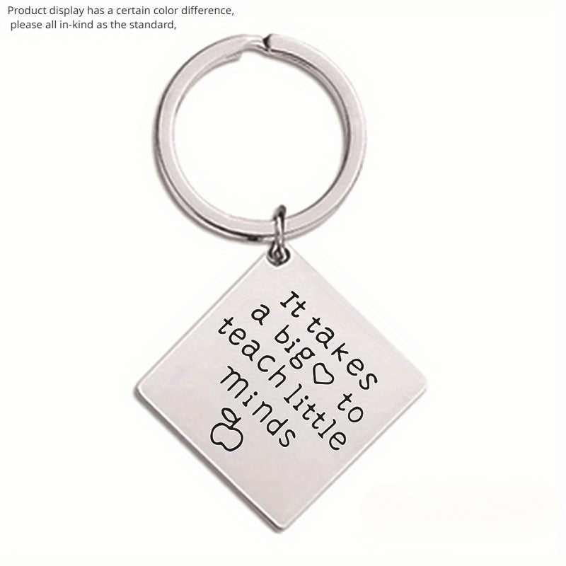 Metal Lettering Keychain Pendant Square Charm Key Chain Bag Ornament