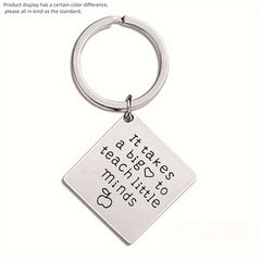 Metal Lettering Keychain Pendant Square Charm Key Chain Bag Ornament