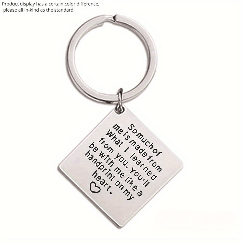 Metal Lettering Keychain Pendant Square Charm Key Chain Bag Ornament