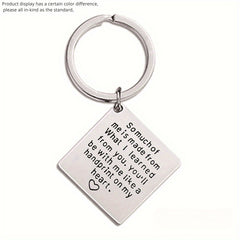 Metal Lettering Keychain Pendant Square Charm Key Chain Bag Ornament