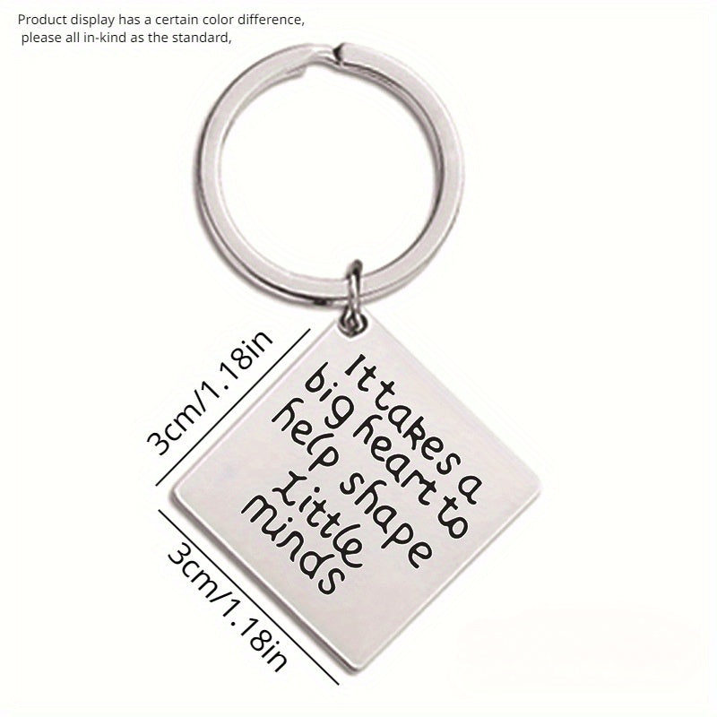 Metal Lettering Keychain Pendant Square Charm Key Chain Bag Ornament