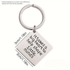 Metal Lettering Keychain Pendant Square Charm Key Chain Bag Ornament