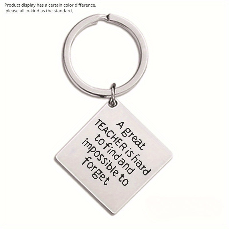 Metal Lettering Keychain Pendant Square Charm Key Chain Bag Ornament