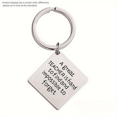 Metal Lettering Keychain Pendant Square Charm Key Chain Bag Ornament