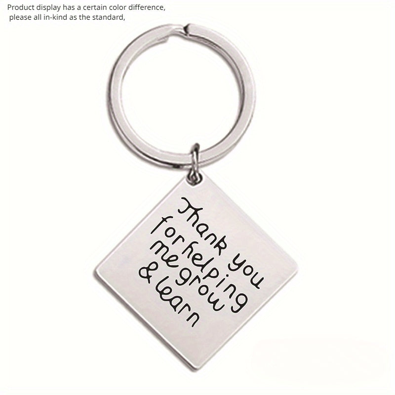 Metal Lettering Keychain Pendant Square Charm Key Chain Bag Ornament