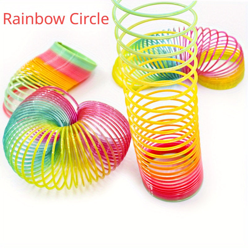 Large Rainbow Hoop Toy Spring Circle Kid's Play Magic Pulling