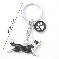 Metal Pet Dog Keychain Bag Ornament Gift For Men Women