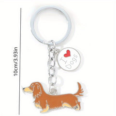 Metal Pet Dog Keychain Bag Ornament Gift For Men Women
