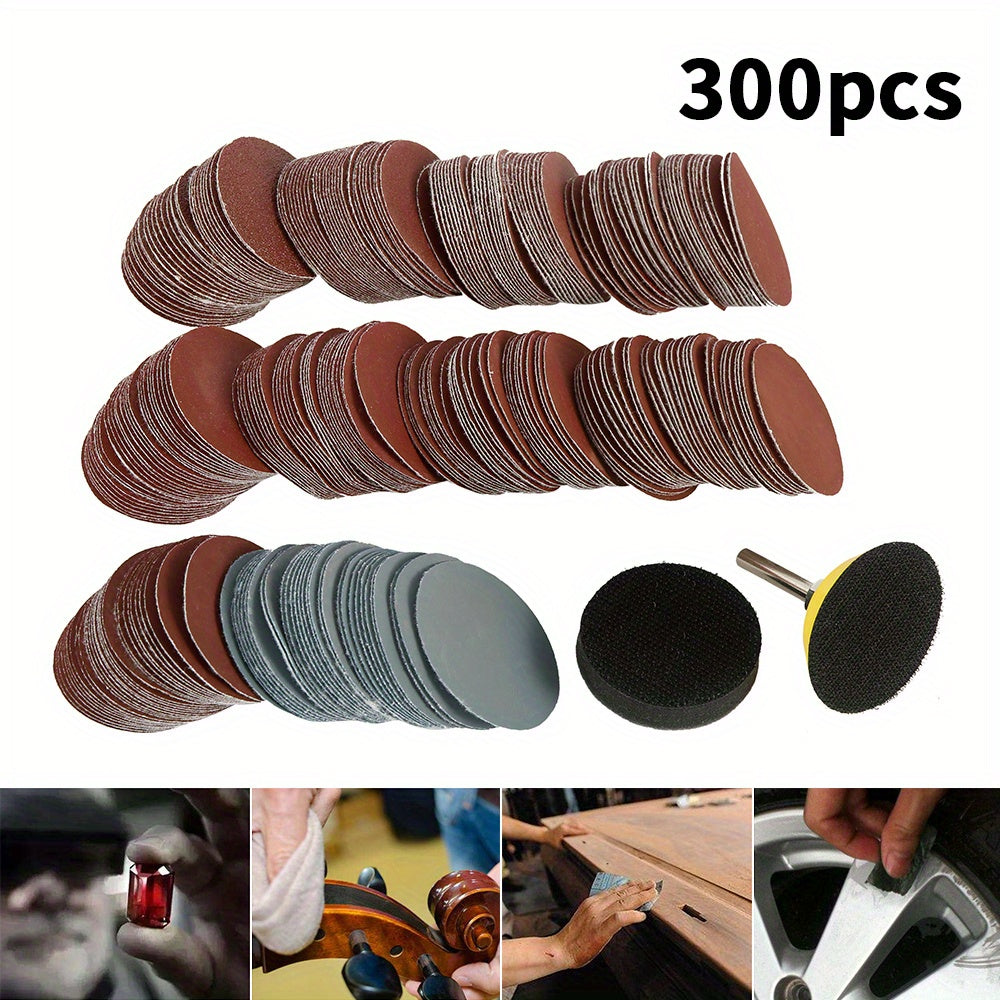 300pcs Sanding Discs 5.08cm Alumina Sanding Pads 80-3000 Grits Sandpaper