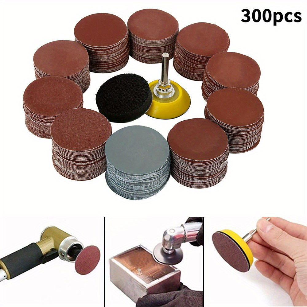 300pcs Sanding Discs 5.08cm Alumina Sanding Pads 80-3000 Grits Sandpaper