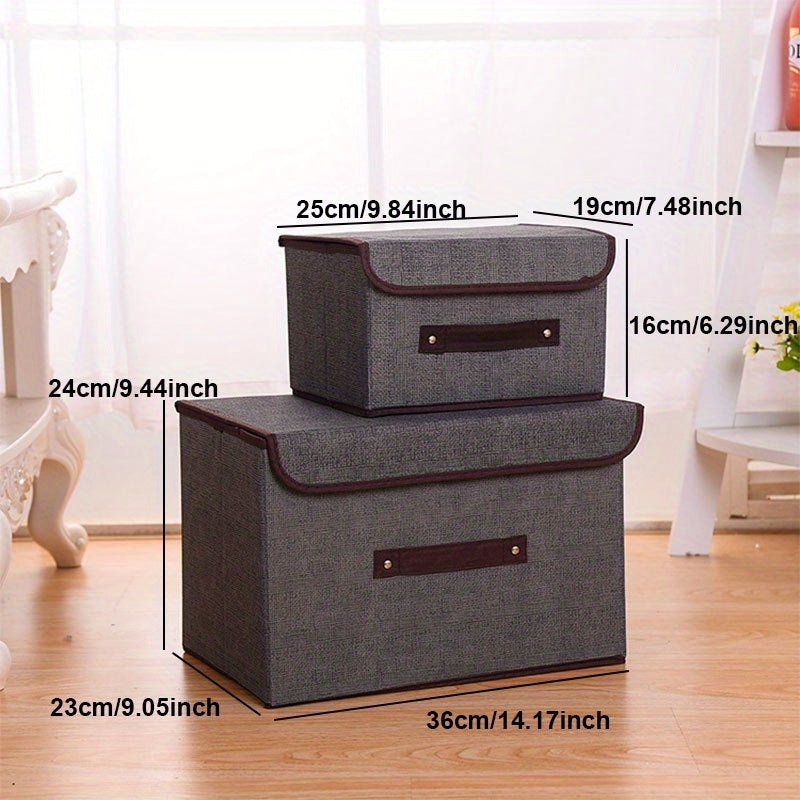 2pcs Fabric Storage Box Foldable Wardrobe Clothes Storage Box