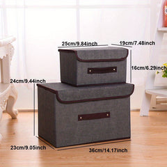 2pcs Fabric Storage Box Foldable Wardrobe Clothes Storage Box