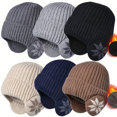 Winter Knitted Hat Velvet Ear Protection Beanie for Men