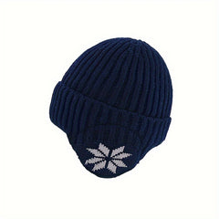 Winter Knitted Hat Velvet Ear Protection Beanie for Men