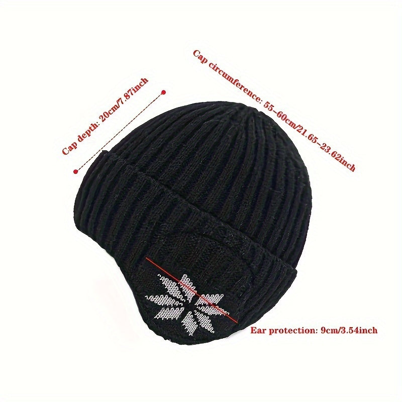 Winter Knitted Hat Velvet Ear Protection Beanie for Men