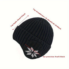 Winter Knitted Hat Velvet Ear Protection Beanie for Men