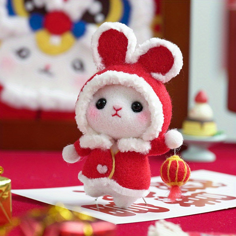 DIY Needle Felting Animal Kit Rabbit Felt Animals Needle Felting Kit