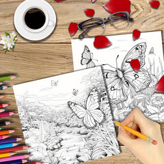 Fantasy Butterfly Dream Coloring Book - 40 Pages, 20 Thick Paper, Holiday Theme