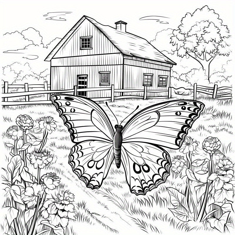 Fantasy Butterfly Dream Coloring Book - 40 Pages, 20 Thick Paper, Holiday Theme
