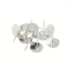100Pcs Metal Flat Earrings Base Round Studs DIY Jewelry Making