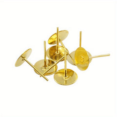 100Pcs Metal Flat Earrings Base Round Studs DIY Jewelry Making
