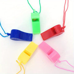 10pcs Mini Plastic Whistles with Lanyard for Sports and Parties