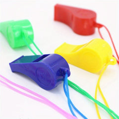 10pcs Mini Plastic Whistles with Lanyard for Sports and Parties