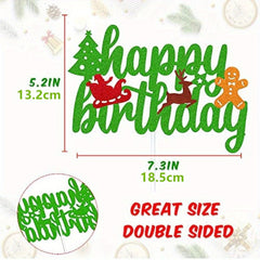 Christmas Birthday Cake Topper Happy Birthday Sign Cake Decorations